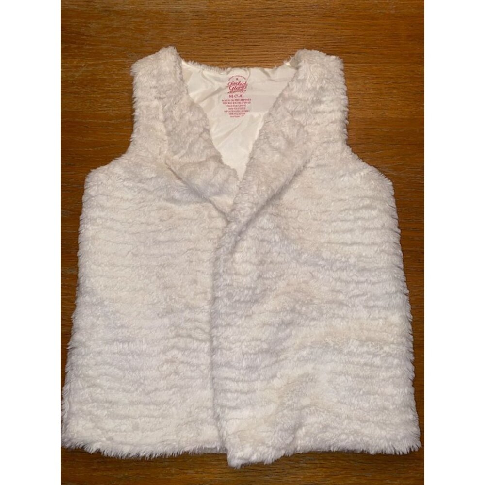 Faded Glory White Fur Vest-Medium/7/8
